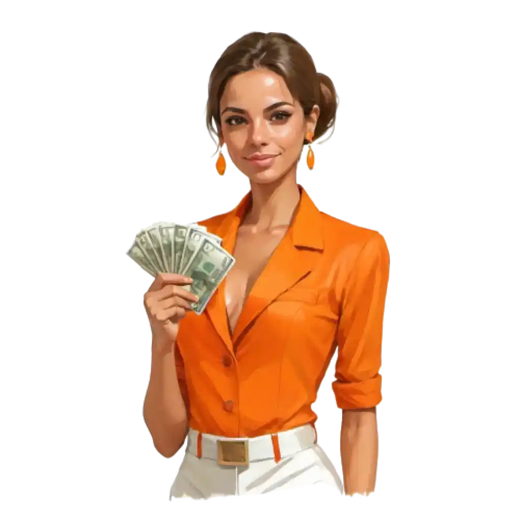 woman with money playing betsson app